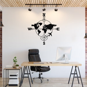 Große Weltkarte Wandkunst, Globus mit Flugzeug Metall Wanddekor, beste Geschenke für Reisende, Karte der Welt Dekoration, Studio Wohnung Dekor