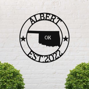 Oklahoma Custom Metal Sign, Ok State Sign, Oklahoma Welcome Sign, Metal Name Sign, Oklahoma Decor, Personalized Name Sign, Oklahoma Sign