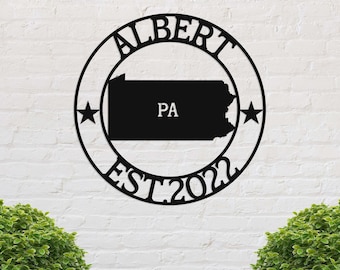 Pennsylvania Custom Metal Sign, Pa State Sign, Pennsylvania Welcome Sign, Metal Name Sign, Pennsylvania Decor, Personalized Name Sign