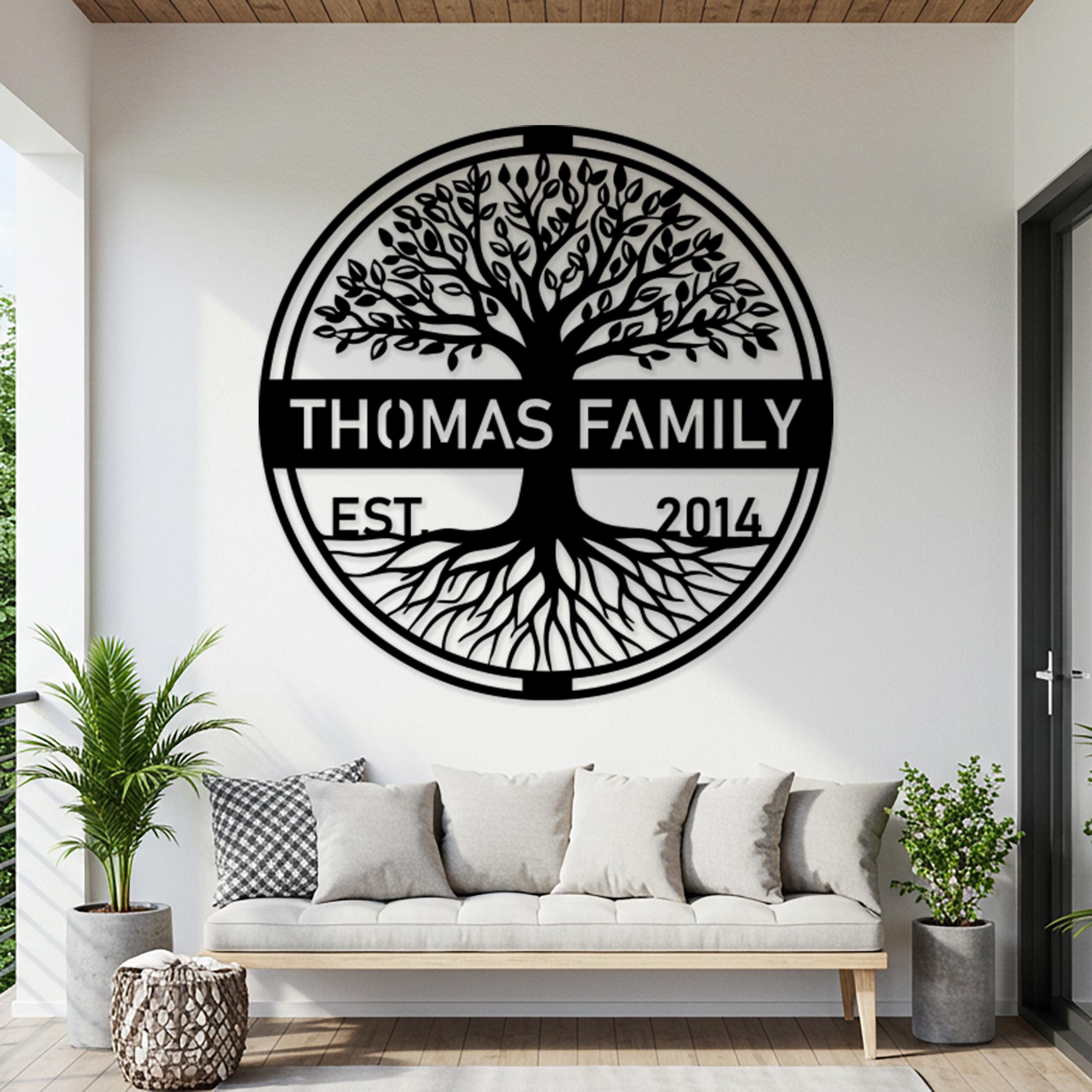 Custom Family Tree Metal Sign, Personalized Tree of Life Decor, Outdoor ...