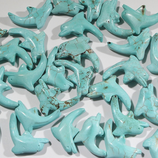 Turquoise magnesite Dolphin Pendants