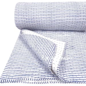 Blau gestreifte Block Print Baumwolle Kantha Quilt, Wendedecke/Sofadecke/Quilts