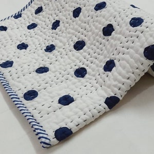 Hand Block Print Polka Dot Baby Quilt Modern Baby Quilt Gender Natural Baby Quilt Organic Cotton Blanket Best Gift For Baby Muslin Quilt