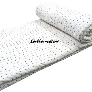 Trapunta Kantha reversibile in cotone bianco, coperta indiana fatta a mano, copriletto/copridivano/trapunte immagine 7