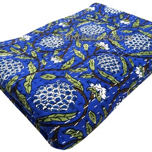 Neue Kantha Quilt in Blau Indigo, Handgefertigte 100% Baumwolle Bettwäsche Überwurf, Indischer Reversible Quilted Throw/Decke, Queen-Size Sofa Decor Tröster