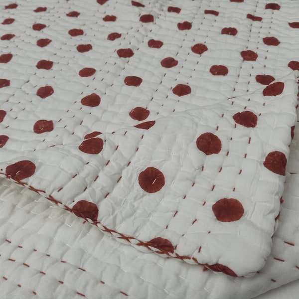 Polka Dot Print Baby Quilt Modern Baby Quilt Gender Natural Baby Quilts Organic Cotton Baby Blanket Best Gift For Baby Handmade Baby Quilt
