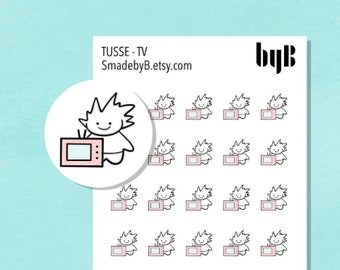 TV Stickers - TUSSE, the Norwegian Happy Forest Troll, Hand drawn, 40 stickers per sheet