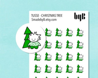 Christmas Tree TUSSE Icon Stickers  - to use in Bullet Journals, Planners, Scrapbooking, Invitations