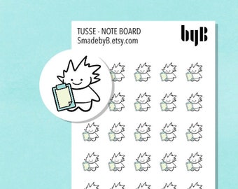 Note Board Icon Stickers - TUSSE, the Norwegian Happy Forest Troll, Hand drawn, 40 stickers per sheet