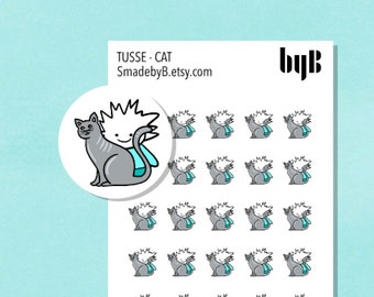 Cat Icon Sticker, TUSSE the Norwegian Happy Forest Troll, Hand drawn, made to fit Planners, Bujo, Cards