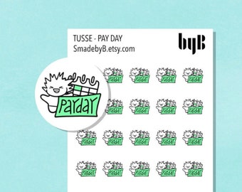 Payday Icon Stickers - TUSSE, the Norwegian Happy Forest Troll, Hand drawn, 40 stickers per sheet