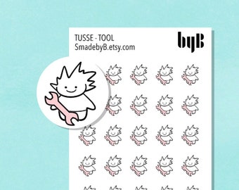 Tool Icon Stickers - TUSSE, the Norwegian Happy Forest Troll, Hand drawn, 45 stickers per sheet