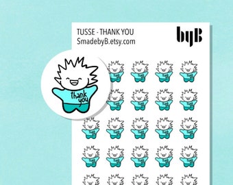 Thank You TUSSE Icon Stickers - TUSSE, the Norwegian Happy Forest Troll, Hand drawn, 40 stickers per sheet