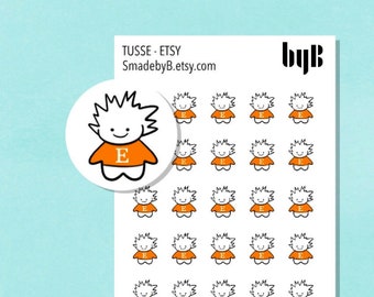 Etsy Icon Stickers - TUSSE, the Norwegian Happy Forest Troll, Hand drawn, 40 stickers per sheet