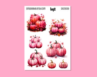 Pink Pumpkin Stickers - to use in Bullet Journals, Planners, Scrapbooking, Invitations