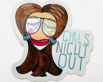 Semi Holographic WEARY WOMEN Sticker - Girls Night Out - Waterproof Sticker - Hand Drawn