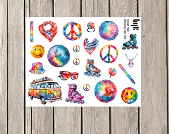 2310 - Retro Vibes DECO XL - decorative stickers for bullet journals, planners, crafting projects - made to fit all larger planners