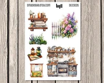 Country Farmhouse Style Stickers - to use in Bullet Journals, Planners, Scrapbooking, Invitations