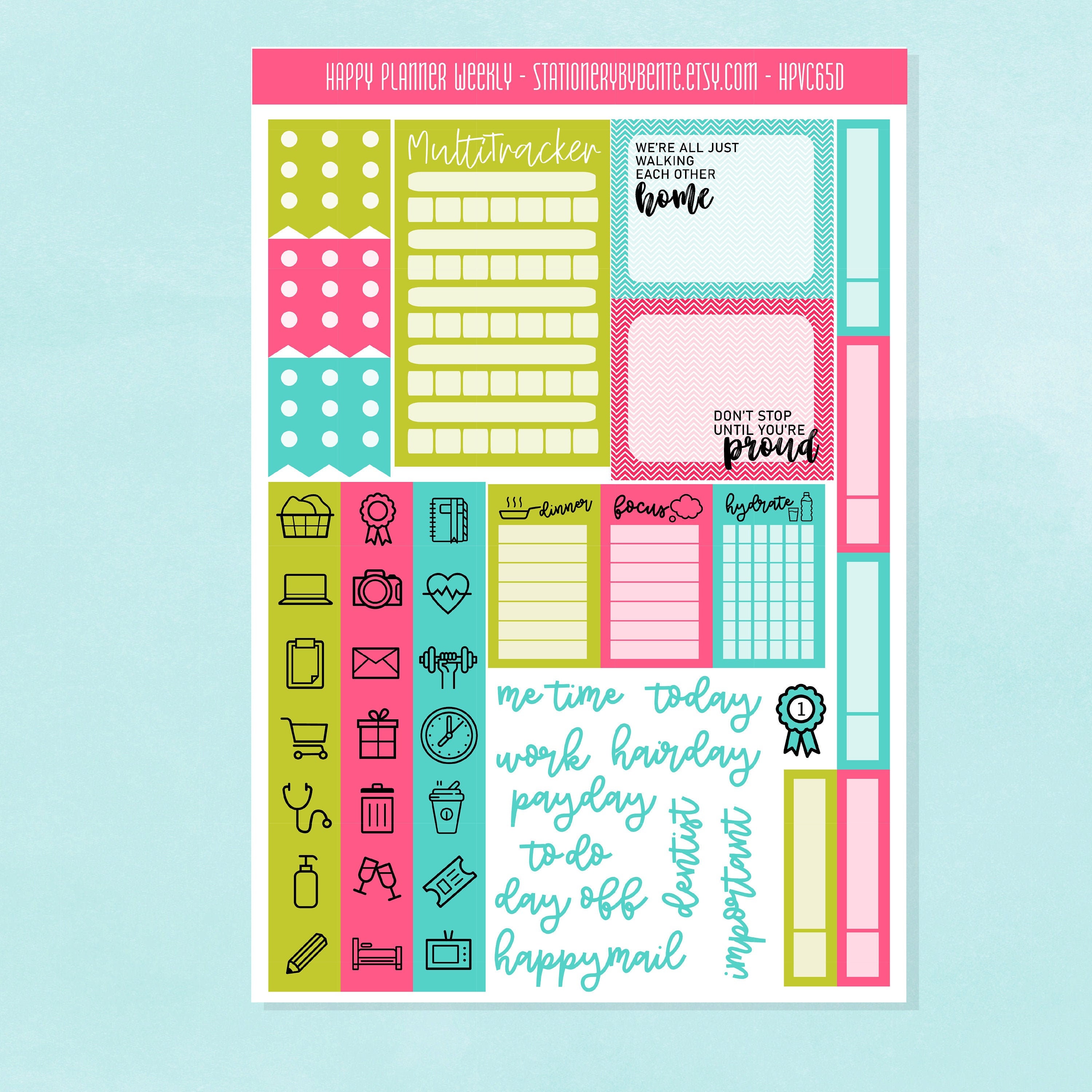 HAPPY PLANNER Sticker Kit Bright & Fun 4 sheet Weekly and Etsy