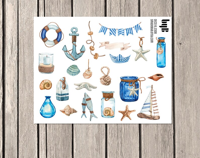 2308 Marine Decor DECO XL decorative stickers for bullet journals, planners, crafting projects made to fit all larger planners image 1