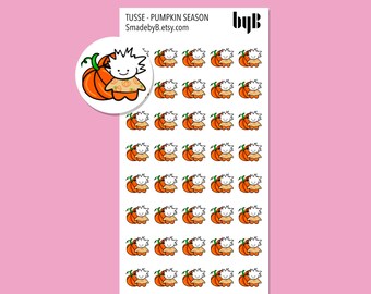 Pumpkin Season - TUSSE, the Norwegian Happy Forest Troll, Hand drawn, 40 stickers per sheet