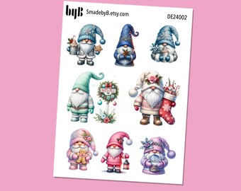 Christmas Gnome Deco Stickers - to use in Bullet Journals, Planners, Scrapbooking, Invitations