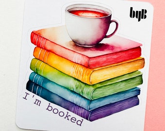 I'm Booked Colorful Large Die Cut Sticker Easy Peel Decorative Sticker