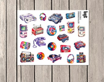 2310 - Retro Gadgets DECO XL - decorative stickers for bullet journals, planners, crafting projects - made to fit all larger planners