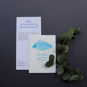 Carte de deuil "Pluie" avec instructions * Carte pliante pour sympathie, deuil, condoléances, enfants étoiles, adieu