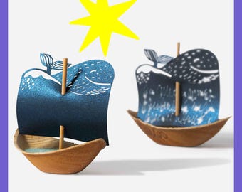 Wunschschiffchen - Abschiedsritual mit Kerze | Symbolisches Geschenk für Sternenkind, Trauerfeier, Beerdigung oder stillen Gedenkmoment