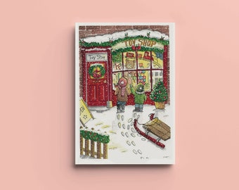 Christmas Toy Store Poster - Christmas Poster - A4, A5, A6 - Home Decoration - Watercolor Illustration Print - Original Watercolor