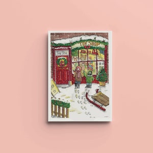 Weihnachtsspielzeugladen-Plakat - Weihnachtsplakat - A4, A5, A6 - Wohndekoration - Aquarell-Illustrationsdruck - Original-Aquarell