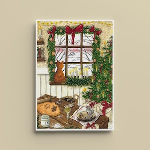 Affiche Preparation de biscuits de Noël - Illustration de Noël - A4, A5, A6 - Décoration maison - Impression illustration Aquarelle