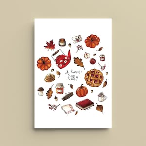 Póster Otoño Cálido y Acogedor - A4, A5, A6 - Decoración del Hogar - Impresión con Ilustración de Acuarela
