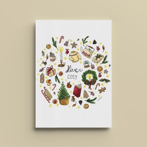 Poster invernale accogliente e caldo - A4, A5, A6 - Decorazione per la casa - Stampa con illustrazione ad acquerello