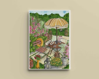 Affiche Jardin d’été   -A4, A5, A6 - Décoration maison - Impression illustration Aquarelle - Aquarelle Originale