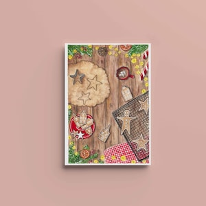 Weihnachtsplätzchen-Vorbereitungsposter - Weihnachtsposter - A4, A5, A6 - Wohndekoration - Aquarell-Illustrationsdruck - Original-Aquarell