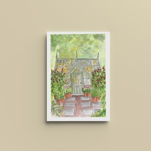 Gartengewächshaus-Plakat - A4, A5, A6 - Wohndekoration - Aquarell-Illustrationsdruck - Original-Aquarell