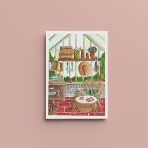 Gemütliches/Vintage Wintergarten Poster - A4, A5, A6 - Home Decor - Aquarell Illustration Print - Original Aquarell
