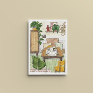 Poster Of a Cozy/Vintage dining room -A4, A5, A6 - Home decoration - Watercolor illustration printing - Original Watercolor