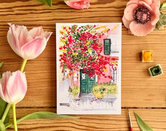 Affiche Corfou -A4, A5, A6 - Décoration maison -  Impression illustration Aquarelle - Aquarelle Originale