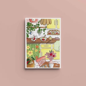 Vintage Sommerküchenposter - A4, A5, A6 - Wohndekoration - Aquarell-Illustrationsdruck - Original-Aquarell