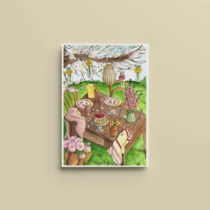 Frühlings-Picknick-Poster – A4, A5, A6 – Wohnkultur – Aquarell-Illustrationsdruck – Original-Aquarell