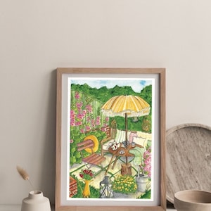 Affiche Jardin dété A4, A5, A6 Décoration maison Impression illustration Aquarelle Aquarelle Originale image 2