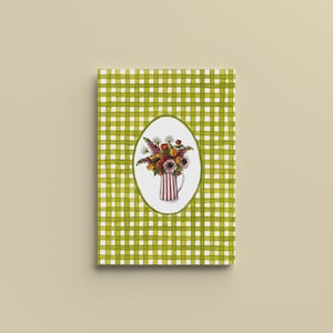 Poster Bouquet primaverile su sfondo a quadretti verdi, accogliente e caldo - A4, A5, A6 - Decorazione per la casa - Stampa con illustrazione ad acquerello