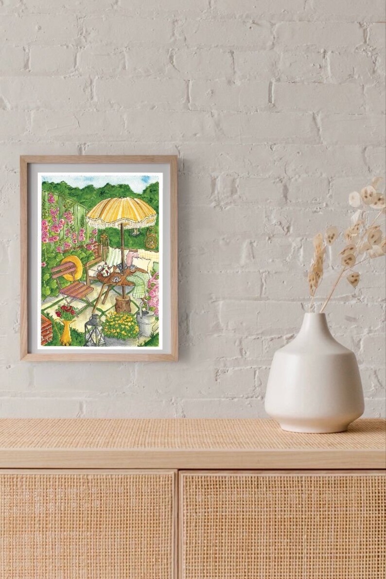 Summer garden poster A4, A5, A6 Home decor Watercolor illustration print Original watercolor image 3