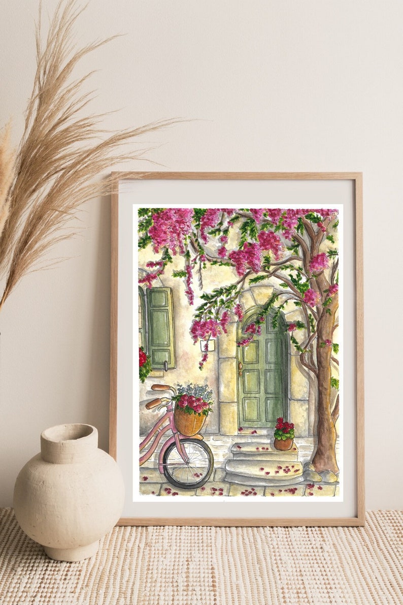 Affiche Maison de printemps A4, A5, A6 Décoration maison Impression illustration Aquarelle Aquarelle Originale image 2