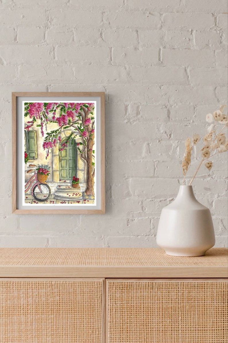 Affiche Maison de printemps A4, A5, A6 Décoration maison Impression illustration Aquarelle Aquarelle Originale image 4