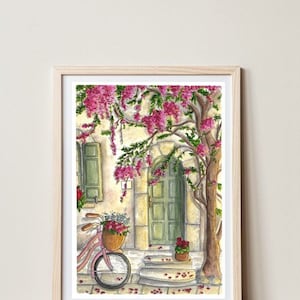 Affiche Maison de printemps A4, A5, A6 Décoration maison Impression illustration Aquarelle Aquarelle Originale image 3