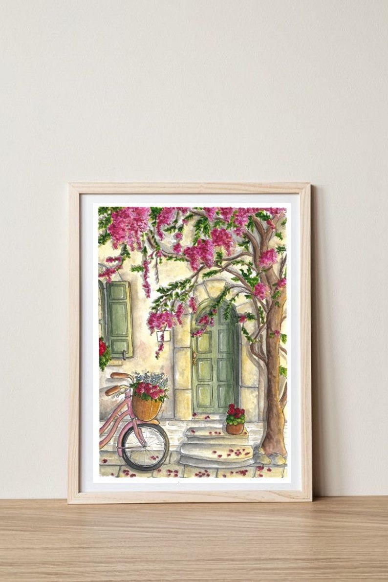 Affiche Maison de printemps A4, A5, A6 Décoration maison Impression illustration Aquarelle Aquarelle Originale image 3